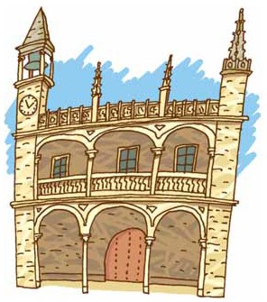 Parador Plasencia mit Kirchturm