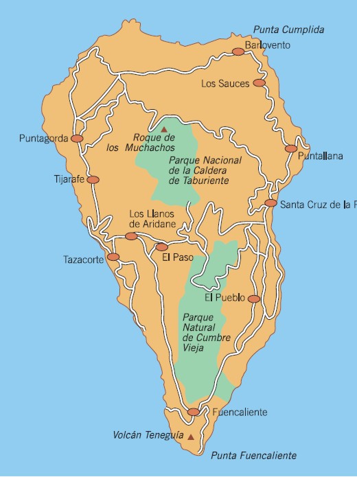 Die Übersichtskarte von La Palma