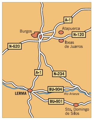 Die Landkarte rund um Lerma