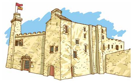 Der Parador Olite mit Burgmauern