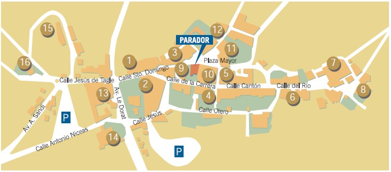 Die Karte des Paradors und der Umgebung