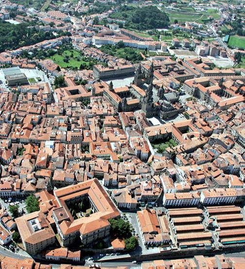Luftansicht Monumentalbauten Santiago de Compostela